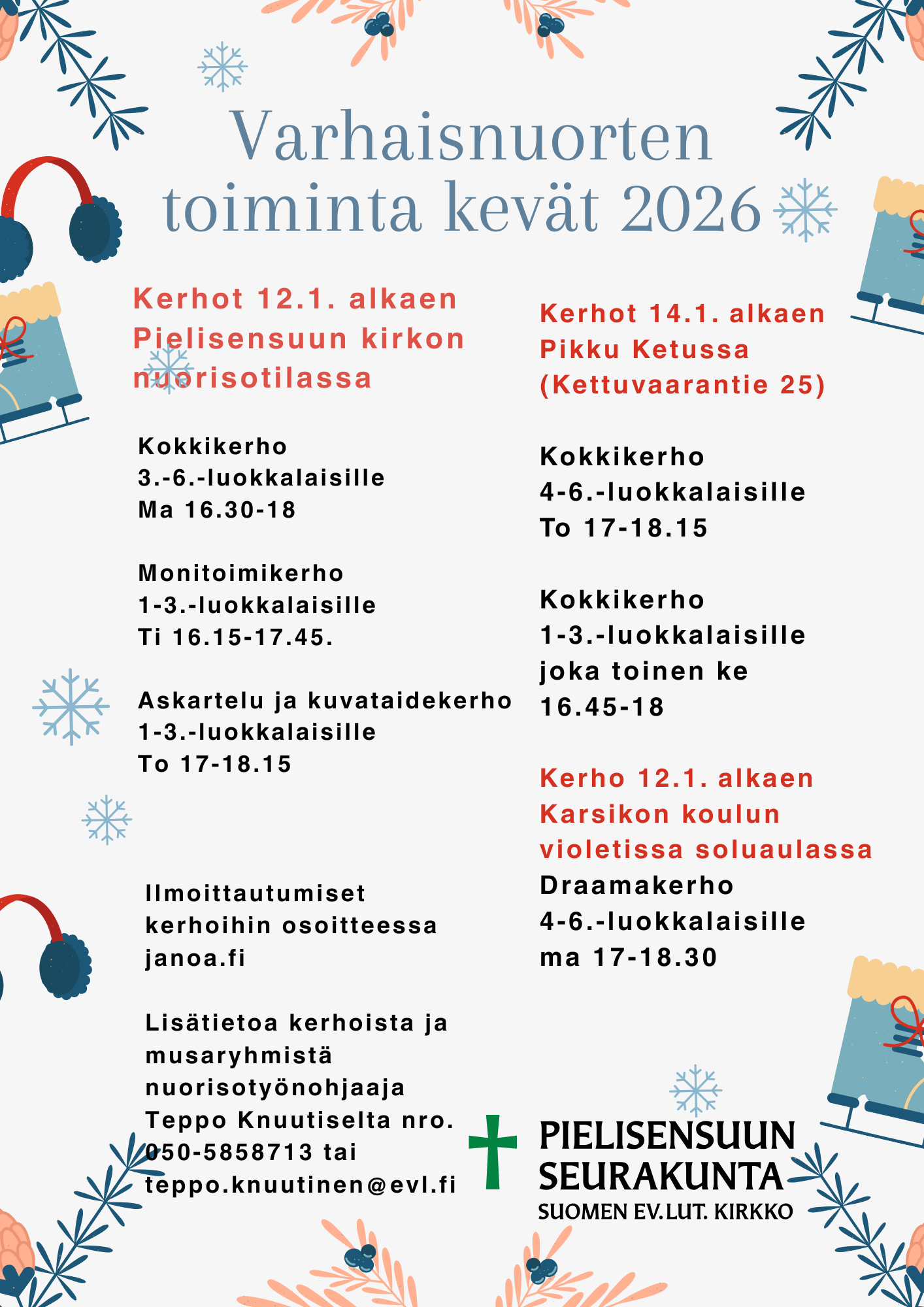 Varhaisnuorten toiminta kevät 2026